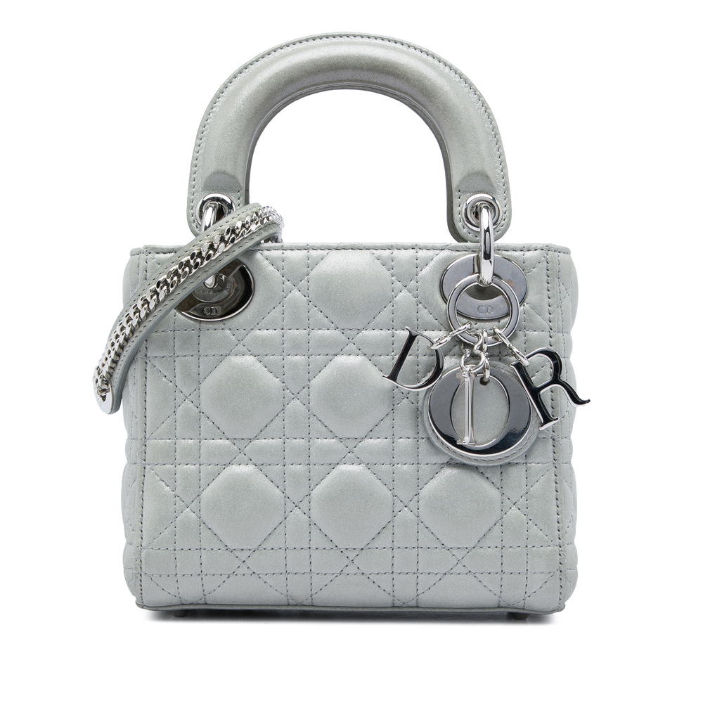 Pre-Loved Dior Mini Iridescent Lambskin Cannage Lady Dior